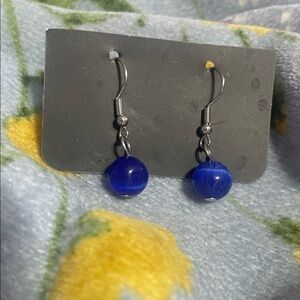 Hand Crafted Deep Blue Sphere Earrings